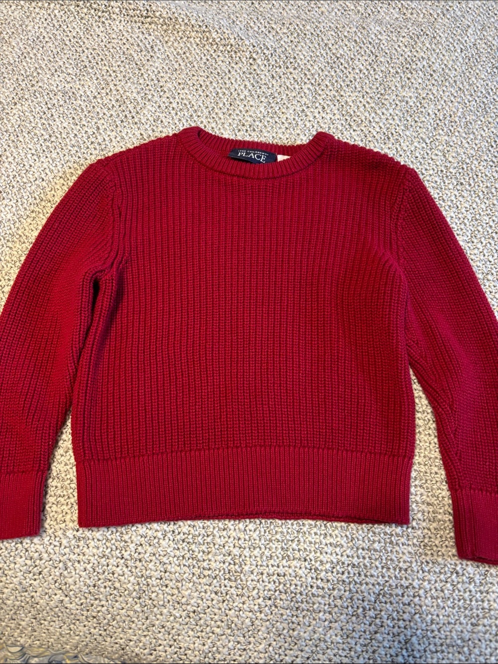 The Children's Place Red Ribbed Crewneck Sweater